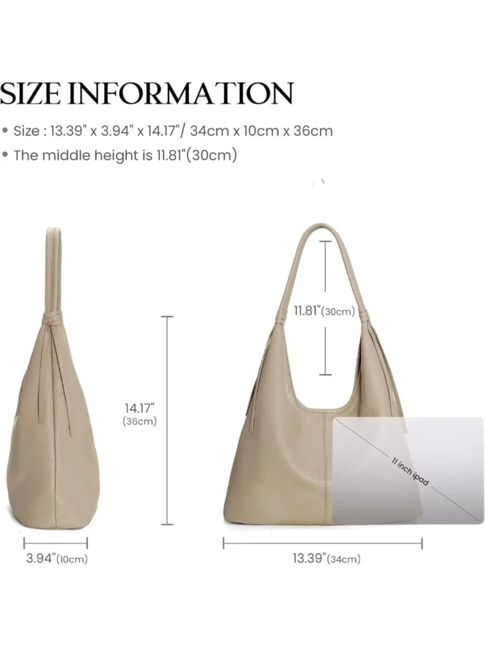 Genuine Leather Slouchy Hobo Bag for Women | Casual Tote Handbag with Tassel